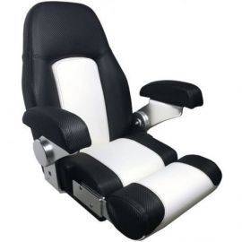 ESM Royal styrestol carbon sort/hvid med flip up puf og arml