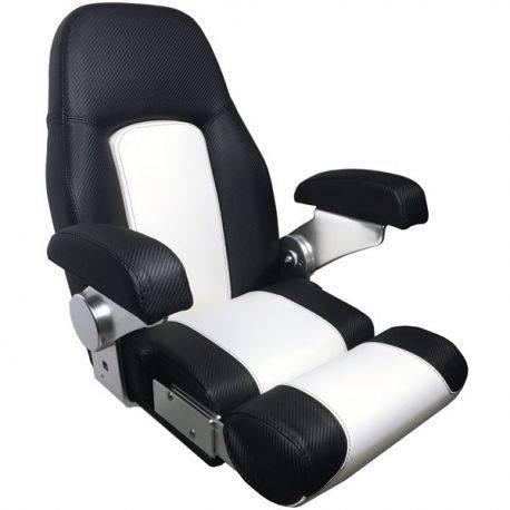 ESM Royal styrestol carbon sort/hvid med flip up puf og arml