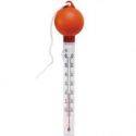 Badevandstermometer i plast med flydende orange bold.
