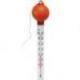 Badevandstermometer i plast med flydende orange bold.