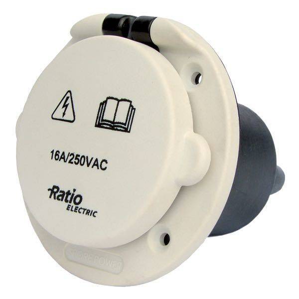 Ratio Landstrømstik med låg plast hvid 16 amp - 1270581