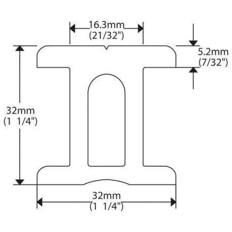 Ronstan I-skinne 32mm, 3,0m
